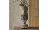 Vase with Pedestal Base Antique-Inspired Vessel Rustic for Tabletop Styling