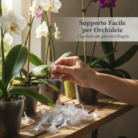 Orchid Plant Support Clips for Stems and Vines, Clear Plastic Garden Clips for Phalaenopsis