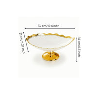 Scalloped Ceramic Fruit Bowl with Pedestal Shallow Footed Bowl Wide Decorative for Tabletop, Dining Table