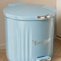 Large 40 Litre Kitchen Bin, Pedal Kitchen Bin for Food Scraps, Lidded Cylindrical Waste Bin, Easy Clean Material