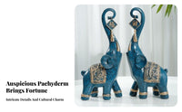 2 Pieces Housewarming Gift Elephant Statue Pair Elegant Design Feng Shui Elephant Ornament High-Quality Resin for Entryway, Desktop, Office