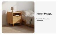 Solid Wood Nightstand Minimalist Design Japanese Design Nightstand Sturdy Narrow Bedside Cabinet for Apartment Dwellers, Homeowners, Dorm Room, Office