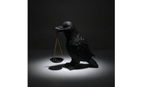 Resin Candle Holder with Hanging Tray Sculpted Raven Candle Holder Witchy Bird Sculpture Macabre for Bookshelf
