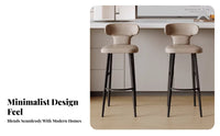 Light Luxury Design Upholstered Stool with Backrest Comfortable Bar Chair Built-in Footrest Seating Furniture Textured Upholstery for Homeowners, Cafe Owners, Adults, Kitchen Island, Dining Room, Restaurant, Lounge