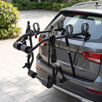Hanging-Style Trunk Bike Rack Adjustable Rear Bike Carrier Padded Strap-on Bike Rack Compact for Cyclists, Travelers