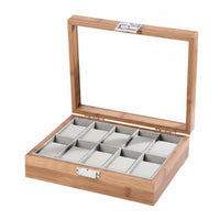 Bamboo Watch Collection Box Clear View Lid Wooden Watch Box Individual Organizer Debris-Resistant Removable Pillows for Men
