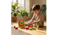 Wooden Stacking Toy with Dowels Educational Rainbow Stacking Blocks Rainbow Stacker Educational Playset Colorful