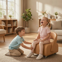 Slim-Profile Rolling Stool with Back Rest Compact Work Stool with Wheels Swivel Furniture Tufted for Adults, Kids, Home Office, Living Room, Bedroom