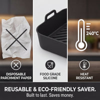 2-Pack Reusable Silicone Air Fryer Liners for Dual Zone -Rectangular Baskets Compatible with Keplin 9L, Ninja AF300UK/AF400UK, Tower - Non-Stick Accessories, Oil-Proof Inserts for Double Drawer Fryers
