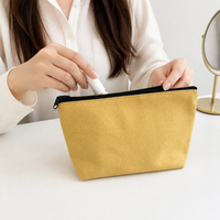 Canvas Cosmetic Bag, Zipper Makeup Pouch, Toiletry Bag for Travellers, Small Travel Makeup Bag for Gym, School & University