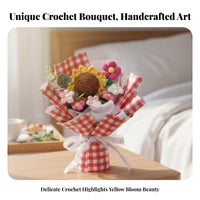Crochet Blossom Bouquet Completed Crochet Flower Bouquet Handmade Yarn Flower Arrangement for Maternal Celebration Day, Home Decor