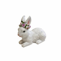 Easter Bunny Figurine Cute Design Resin Hare Statue Holiday Themed White Hare Ornament for Mantelpiece, Bookshelf, Office Desk