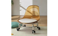 Rolling Acrylic Chair with Wheels Clear Low Wheeled Chair Compact Furniture Swivel for Bedroom