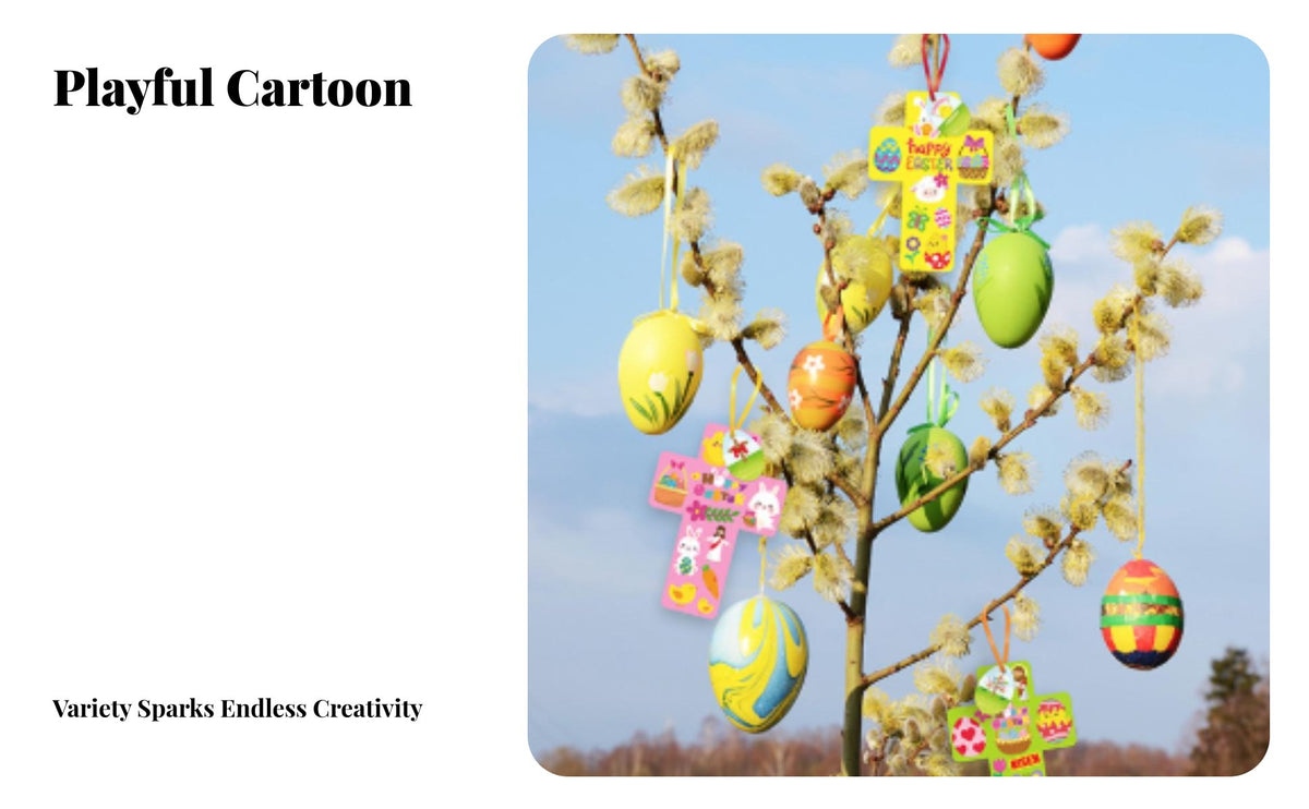 30 Sets Easter Sticker Scene Craft Creative Art Creative Craft Easter Cross Ornament Kit Party Favors for Kids, Classroom