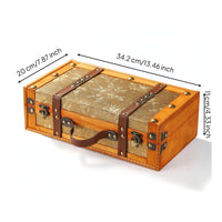 Wooden Chest with Handle Portable Vintage Suitcase Decorative Keepsake Box for Studio