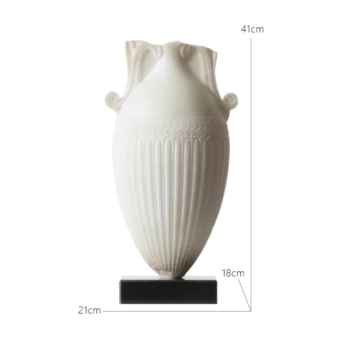 Classical Urn with Base Tall Faux Jade Vase Textured Resin Vase with Handles for Simplicity Lovers, Living Room