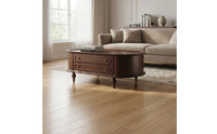 Coffee Table with Two Drawers Finish Coffee Table with Drawers Vintage-Influenced Furniture for Homeowners, Living Room, Reading Corner