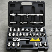 Ratchet and Socket Set Organized Socket Wrench Toolkit Strong Grip Mechanics Tool Set with Hard Shell Case for Amateur Mechanics, Garage, Workshop