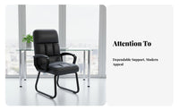 Thick Cushion High-Back Sled Base Seat Stable Framework Sled Base Armchair Ergonomic Design Computer Chair Adjustable Headrest for Executives, Telecommuting Workers, Students, Reception Area, Study Room