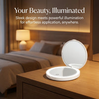 Compact Travel Makeup Rechargeable, Foldable LED Lighted Magnifying Mirror 2X Magnification Festival Essentials for Women, USB Charging Handheld