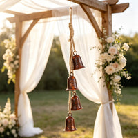 Hanging Bell with Rope Rustic Hanging Bell Aged Ornament for Door, Christmas Tree, Wreath