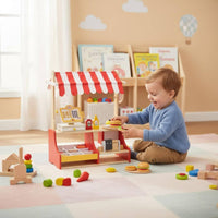 wooden burger shop Playset  Realistic Pretend Sandwich Stand Educational Pretend Play Food Accessories for Kids