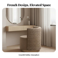 Minimalist design rotating Vanity Chair Elegant Design Plush rotating Armchair Soft Upholstery Upholstered Seat Comfortable Padding for Women, Interior Designers, Homeowners, Bedroom, boudoir, perusing corner, Home Office