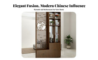 Chinese Design Screen Partition Multi-Functional Storage Entryway Screen Cabinet Space Saving Design Hollow Carved Room Separator for Hallway, Bedroom
