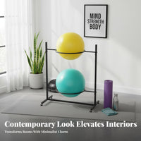 Movable Exercise Ball Rack Space-Saving Gym Ball Storage Organizer Stable & Non-Slip Heavy-Duty Steel Construction for Fitness Studio, Corner