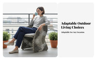 3 Pieces Woven Design 3-Piece Wicker Chat Set Weather-Resistant 2-Chair Wicker outdoor seating set with Table sturdy Construction Outdoor Furniture space-saving Size for Balcony Dwellers, duos, Homeowners, Courtyard, Garden, rearyard, waterside