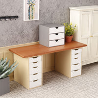 Miniature Model Food Play Mini Office Desk File Cabinet Black Walnut Cherry Wood 1/12 Dollhouse