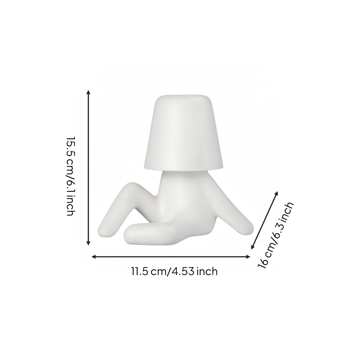 ABS Resin Sitting Figure Lamp Compact Bedside Night Light Lightweight Cup Shade Lamp Eye Friendly for Office Desk, Study