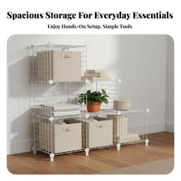 Large Capacity Metal Grid Storage Rack Easy Assembly Wire Cube Storage Shelf Sturdy and Long-Lasting for Students, Bedroom, Living Room
