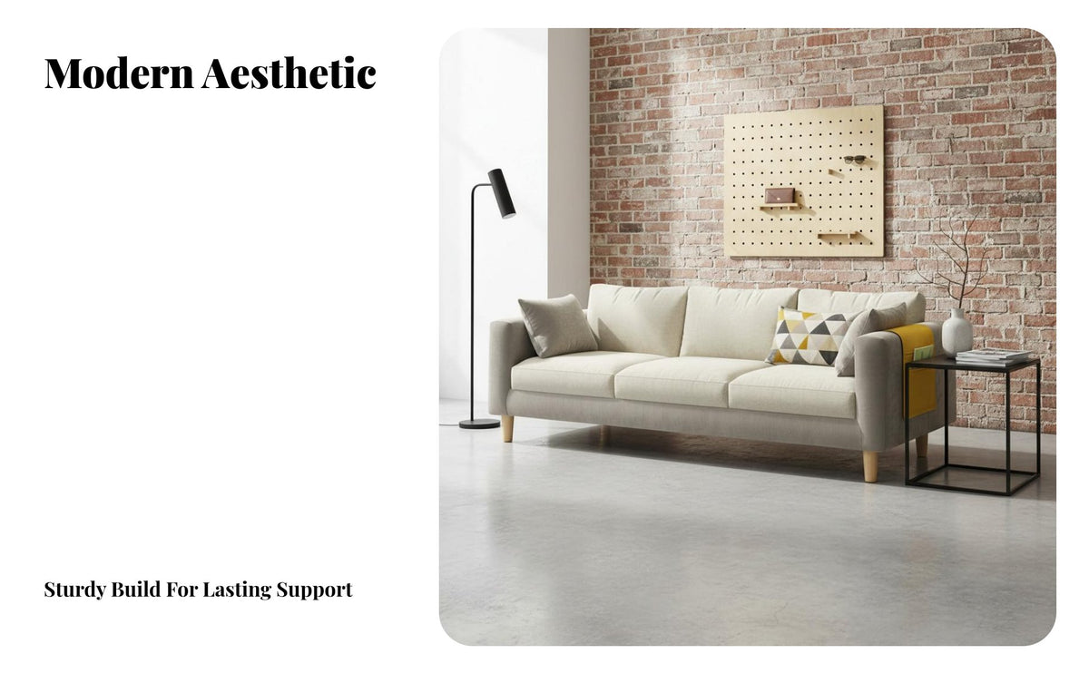 High-Density Foam Cushion Modern Textile Sofa Comfortable Seating Small Apartment Couch Removable and Washable Cover Modern 2-Seater Couch Long-Lasting Construction for Renters, Students, Families, Rental Home, Lounge, Waiting Area, Bedroom