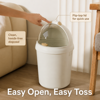 Recycling Bins for Kitchen 11L, Small Cylindrical Waste Paper Bin, Medium Home Rubbish Bin with Rocking Lid