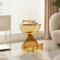 Transparent Hourglass Side Table Translucent Sculptural Side Table Glossy Furniture Hollow for Living Room, Bedroom