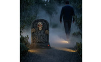 Stone-Look Tombstone with Skull Creepy Animated Tombstone Scary Halloween Tombstones Eerie for Porch