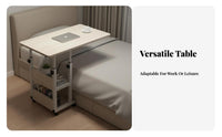 Locking Casters Adjustable Height Laptop Desk Versatile Use Overbed Table Sturdy Construction Rolling Laptop Desk Rounded Corners for Students, Apartment Dwellers, Distant Workers, Bedroom, Dorm Room, Small Areas, Classroom