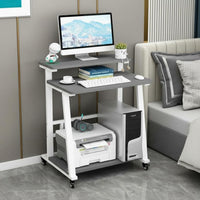 Modern Minimalist Design Rolling Bedside Desk Space Saving Mobile Computer Desk Multi-Functional Mobile Computer Cart Stable Structure for Students, Bedroom, Dorm Room