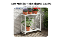 2-Tier Rolling Plant Stand Floor-Standing Flower Rack Large Capacity for Balcony