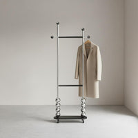 Multi-Functional Rolling Garment Rack with Shelves Stainless Steel Frame Freestanding Coat and Hat Rack Household Storage for Entryway