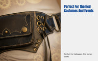 Medieval Steampunk Leather Waist Bag, Retro Multi-Pocket Belt Pouch, Norse Costume Accessory, Halloween Cosplay, Adult