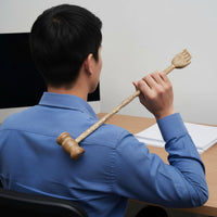 Double Function 2-in-1 Back Scratcher Massager Meridian Wooden Massage Hammer Natural Wood Long Handle Back Scratcher Lightweight and Portable for Elderly, Office