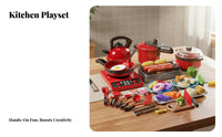 Cognitive Development Pretend Play Food Set Develops Fine Movement Skills Kids Kitchen Playset Safe Materials for Boys, Learning, Daycare