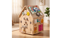 Wooden Busy House Interactive Activity House Educational Busy Board Toy Tactile for Playroom