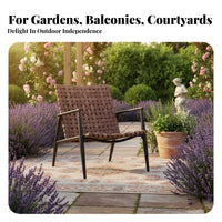 3 Pieces Weather Resistant Woven Patio Seating Set Aluminum Frame Outdoor Furniture Water Garden Furnishing Easy to Clean for Families, Adults, Homeowners, Courtyard, Sunroom, Backyard, Poolside