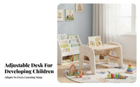 Child-Safe Design Kids Desk and Chair Set Wipe-Clean Desktop Height Adjustable Kids Table Chair Set Easy Assembly Adjustable children's Study Table Built-in Storage for Toddlers, Preschoolers, Teachers, Playroom, Homeschooling, Preschool, Classroom