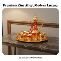 8 Pieces 8 Piece Beverage Set Embossed Pattern Ornate Metal Beverage Set Home Decor Fine Workmanship for Party