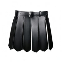 PU Leather Combatant Kilt Medieval Style Faux Leather Battle Skirt Halloween Costume Clothing