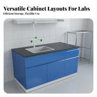 Steel Science Workbench Harsh and Alkali Resistant Scientific Lab Table with Sink Heavy Duty Science Island Bench for Scientists, School, Hospital
